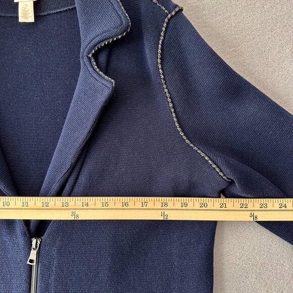 Chicos Navy Blue Double Knit Cardigan Blazer Sweater Chicos Size 2 / 12, Large - Picture 8 of 14